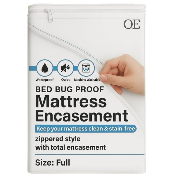 Full Mattress Protector Zippered – 6-Sided Waterproof Encasement, Bed Bug Proof Cover, Breathable Knit Fabric   TPU, Deep Pocket Fits up to 15"