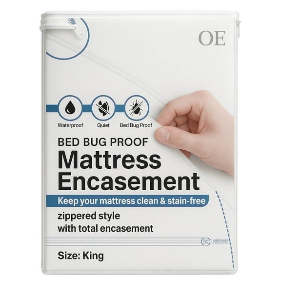 Waterproof King Mattress Encasement – 6-Sided Zippered Bed Bug Proof Cover, Soft & Noiseless Polyester   TPU, Fits Deep Mattresses up to 15