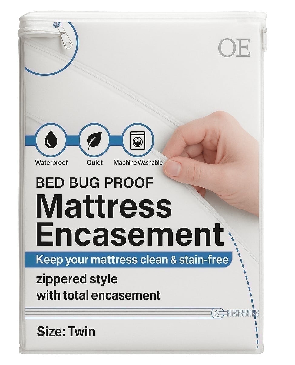 Zippered Twin Mattress Encasement – Waterproof, Bed Bug Proof Cover, 6-Sided Protection, Soft Knit Polyester + TPU, Fits 15" Deep Twin Mattresses