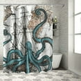 thumbnail image 1 of Orinice  36 Inch Stall Anime Nautical Octopus Shower Curtain Half Kraken Ocean Landscape Sea Cool Sailboat Ship Bathroom Waterproof Fabric Polyester Accessories 60x72, 1 of 7