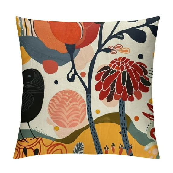 Orinice  Abstract Art Mid Century Modern Throw Pillow Covers 18x18 Colorful Boho Aesthetic Floral Geometric Minimalist Pillow Covers for Couch Outdoor Decor Set