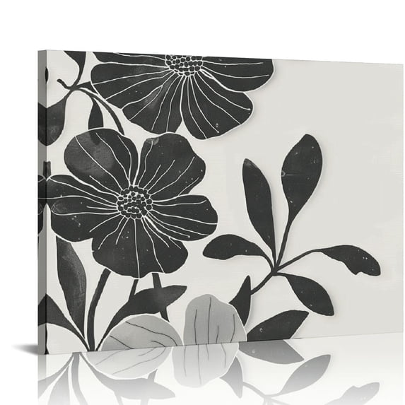 Orinice Abstract Botanical Canvas Wall Art Beige Black Poster Neutral Botanical Beige Print Floral llustration Botanical Decoration For Living Room Bedroom Bathroom 20x16in