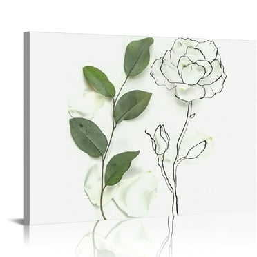 Orinice  Abstract Botanical Wall Decor Poster Minimalist Sage Green Flower Line Wall Poster for Bedroom Living Room Decor  20x16in