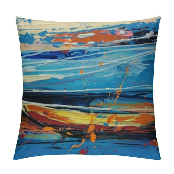 Orinice Abstract Brush Strokes Graphic Decorative Pillow Cover for Home Couch Living Room Bed Sofa 18x18in
