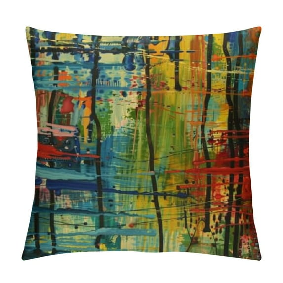 Orinice Abstract Cityscape Graphic Decorative Throw Pillow Cover for Home Couch Living Room Bed Sofa, Square, High-quality, 1PC 24x24in