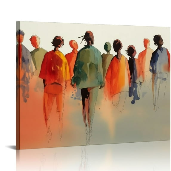 Orinice Abstract People Canvas Wall Art Colorful Watercolor Prints Abstract Figure Painting Watercolor Poster Abstract African Print People Abstract Pictures Colorful African Art Wall Decor  16x12in