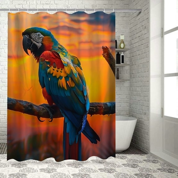Orinice Abstract watercolor parrot shower curtain, oil painting tropical forest colorful bird macaw parrot bathroom 60x72
