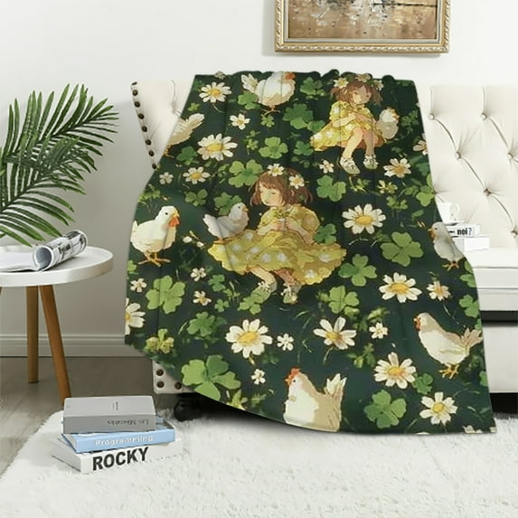 Orinice Aesthetic Chicken Throw Blanket - Plush, Soft, Comfy, Lightweight, Warm, Fuzzy, Cozy and Charming Blanket Perfect for Couch, Travel, Bed, Office, Outdoor 60x80in