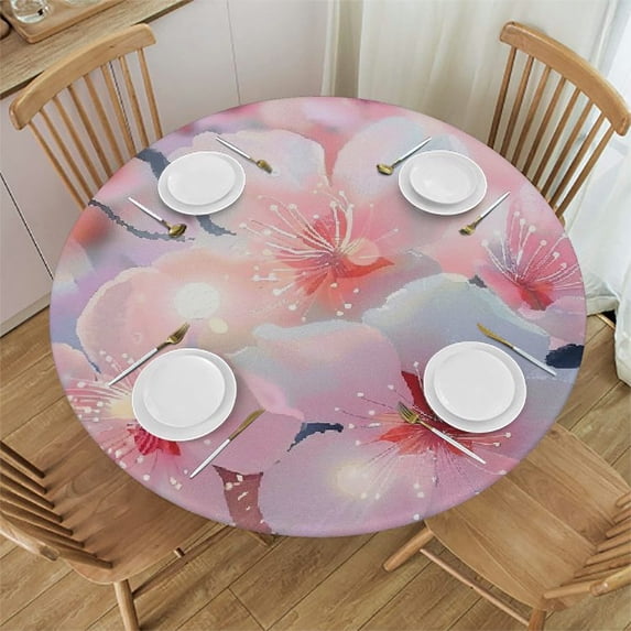 Orinice Ai-Mitsu Round Table Cover Stain Resistant Washable Indoor Outdoor Tablecloth Kitchen Dining Wedding Parties Waterproof 100% Polyester Fiber 46-50