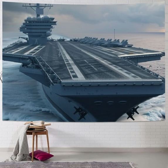 Orinice Aircraft Carrier Tapestry Wall Hanging Unique Style Graphic Tapestries Home Wall Decor Art for Living Room Bedroom Apartment Farmhouse Dorm 60x50inch