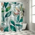 thumbnail image 1 of Orinice Ambesonne teal shower curtain, urban jungle themed leaf phantom, dreamy exotic on solid back, fabric bathroom décor set with hooks, violet-blue petrol blue 69x72, 1 of 7