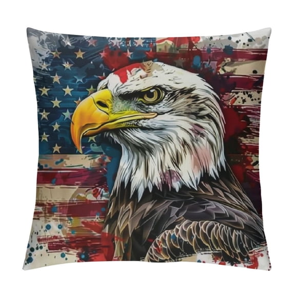 Orinice American Flag Graphic Decorative Cushion Throw Pillow Cover for Home Couch Living Room Bed Sofa Square Style 1PC 24x24in