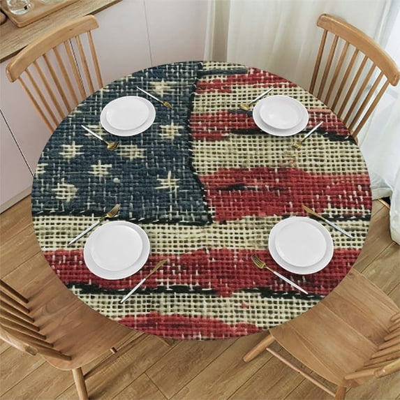 Orinice Ammi Phillips Round Table Cover Stain Resistant Washable Indoor Outdoor Tablecloth Kitchen Dining Wedding Parties 100% Polyester Fiber USA Veterans Day 54-58