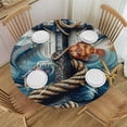 thumbnail image 1 of Orinice Anchor Fish Rope Round Table Cover Stain Resistant Washable for Indoor Outdoor Kitchen Dining Wedding Parties 100% Polyester Fiber 38-42, 1 of 8