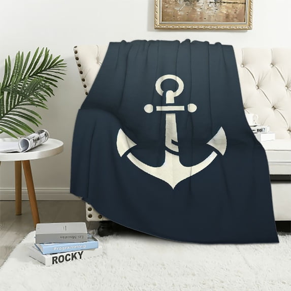 Orinice Anchor Warm Lightweight Blanket Soft Fleece Blankets for All Seasons, Decorative Throw Blanket for Living Rooms, Sofa, Office, Cow Gifts, Long-lasting Super Soft Blanket