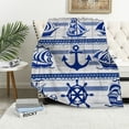 thumbnail image 1 of Orinice Anchors Ships Striped Pattern Warm Lightweight Blanket Soft Fleece Blankets All Seasons Excellent Hand Feel 50x60in, 1 of 6