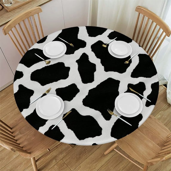 Orinice Animal Print Round Table Cover Stain Resistant Washable Indoor Outdoor Tablecloth Kitchen Dining Wedding Parties Picnic Farmhouse 100% Polyester Fiber 31-35