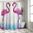 thumbnail image 1 of Orinice  Animal Shower Curtain, 2 Hand Drawn Flamingos in Pink Colors on Seaside Tropical Wildlife Art Printed, Cloth Fabric Bathroom Decor Set with Hooks,  60x72, 1 of 7
