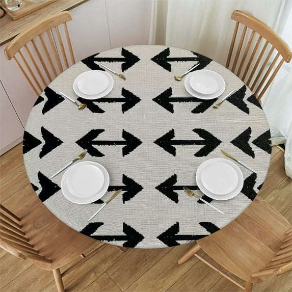 Orinice Arrows Pattern Screen Print Round Table Cover Stain Resistant Washable Indoor Outdoor Tablecloth Kitchen Dining Wedding Parties Picnic Farmhouse 100% Polyester Fiber 42-46