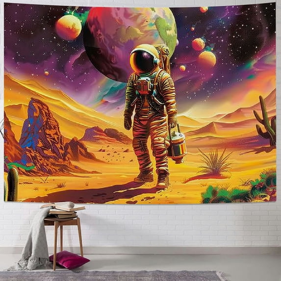 Orinice Astronaut Tapestry Space Planet Mountains Tapestry Desert Cactus Flower Tapestry Trippy Skull Aesthetic Tapestry Wall Hanging for Home Decor 40x60inch