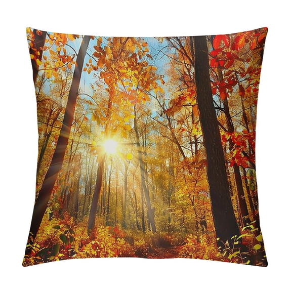 Orinice Autumn Leaves Graphic Decorative Pillow Cover for Home Couch Living Room Sofa, Durable Cotton Linen Pillowcase, 1PC 24x24in