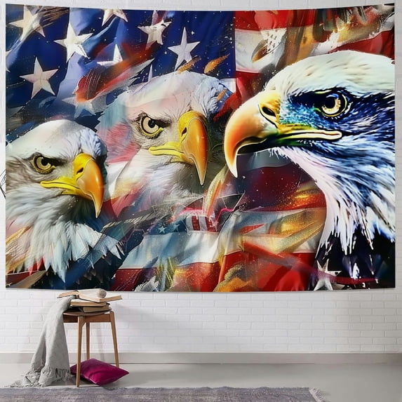 Orinice Bald Eagle American Flag Tapestry Wall Hanging Unique Style for Home Decor Art Living Room Bedroom Apartment Farmhouse Dorm Independence Day Wall Decor 60x50inch