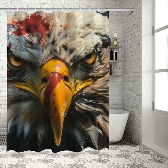 Orinice Bald Eagle Bathroom Decor Set - Colorful Luxurious Graphic Print Polyester Fabric Shower Curtain with Hooks, Waterproof, Easy to Install, Machine Washable 60x72