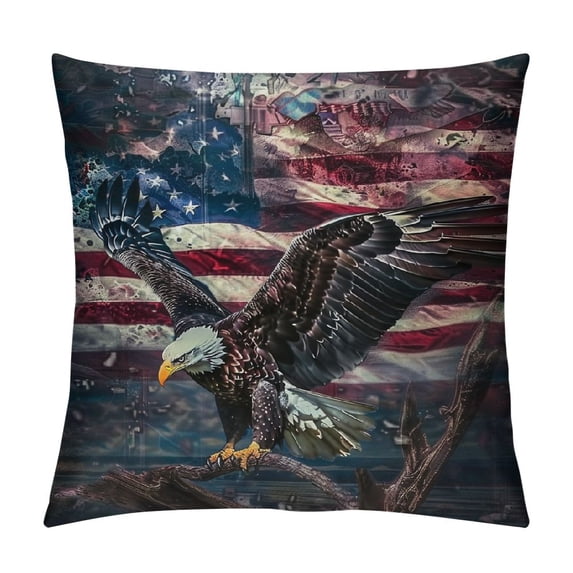 Orinice Bald Eagle Flag Americo Makk Graphic Decorative Cushion Throw Pillow Cover 22x22in