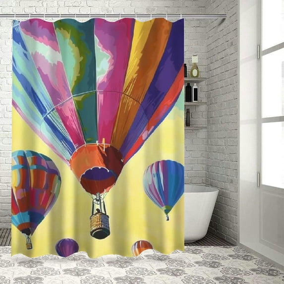 Orinice Balloons Bathroom Decor Set, Colorful Luxurious Graphic Print Polyester Fabric Shower Curtain Set with Hooks, Chic Modern Design, 100% Polyester Fiber, Waterproof, Anti-Rust