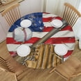 thumbnail image 1 of Orinice Baseball Round Table Cover Stain Resistant Washable Indoor Outdoor Tablecloth Kitchen Dining Wedding Parties Picnic Camping 100% Polyester Fiber 31-35, 1 of 8