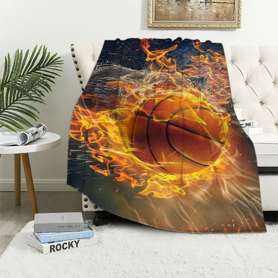 Orinice Basketball Throw Blanket || Ultra Soft Plush Thick Cosy Fuzzy Fluffy Machine Washable Flannel Blanket for All Season Use Bedroom Couch & Home 40x50in