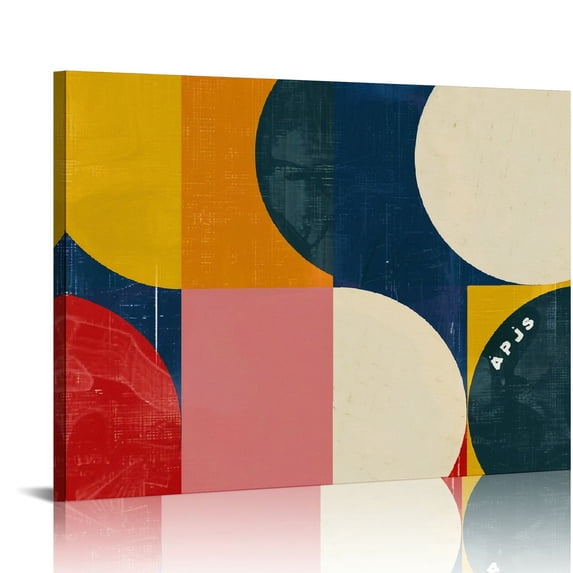 Orinice Bauhaus Abstract Geometric Wall Art - Small Print Blue Yellow Red for Bedroom Bathroom - Aesthetic Retro Artwork - Mid Century Modern Minimalist 16x12in