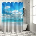 thumbnail image 1 of Orinice Beach Blue Sky White Clouds Bathroom Decor Set, Colorful Luxurious Graphic Print Polyester Fabric Fashion Shower Curtain Set with Hooks, 100% Polyester Fabric Waterproof Shower Curtain for, 1 of 7