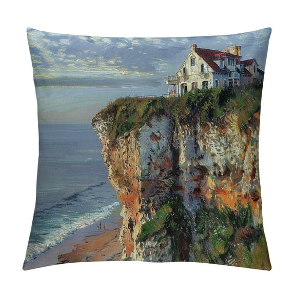 Orinice Beach House Graphic Decorative Cushion Throw Pillow Cover for Home Couch Living Room Bed Sofa Pillow Covers Multi-Purpose Use 1PC 12x12in
