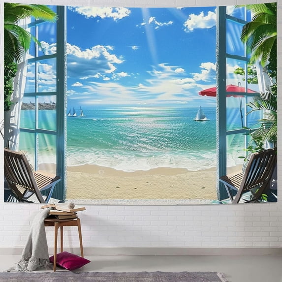 Orinice Beach Ocean Chairs Tapestry Wall Hanging Unique Style for Home Wall Decor Art Living Room Bedroom Apartment Farmhouse Dorm 50x40inch