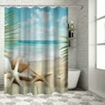 thumbnail image 1 of Orinice Beach Shower Curtain Ocean Theme Starfish Seacoast Seashell Conch Palm Leaves Summer Coastal Scenic Fabric Bathroom Curtains Bathtub Decoration  69x72, 1 of 7