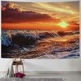 Orinice Beach Sunrise Orang Print Fabric Tapestry Decorative Wall Art