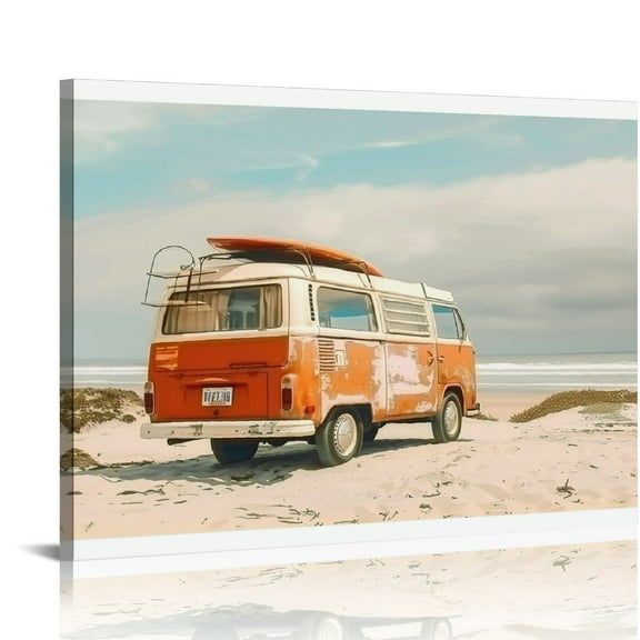 Orinice Beach Wall Art Prints for Room Aesthetic, Summer Beachy Room Decor, Retro Ocean Coastal Art, Tropical Palm Tree Pictures Wave Photo for Teen Girl Bedroom (UNFRAMED) 16x12in