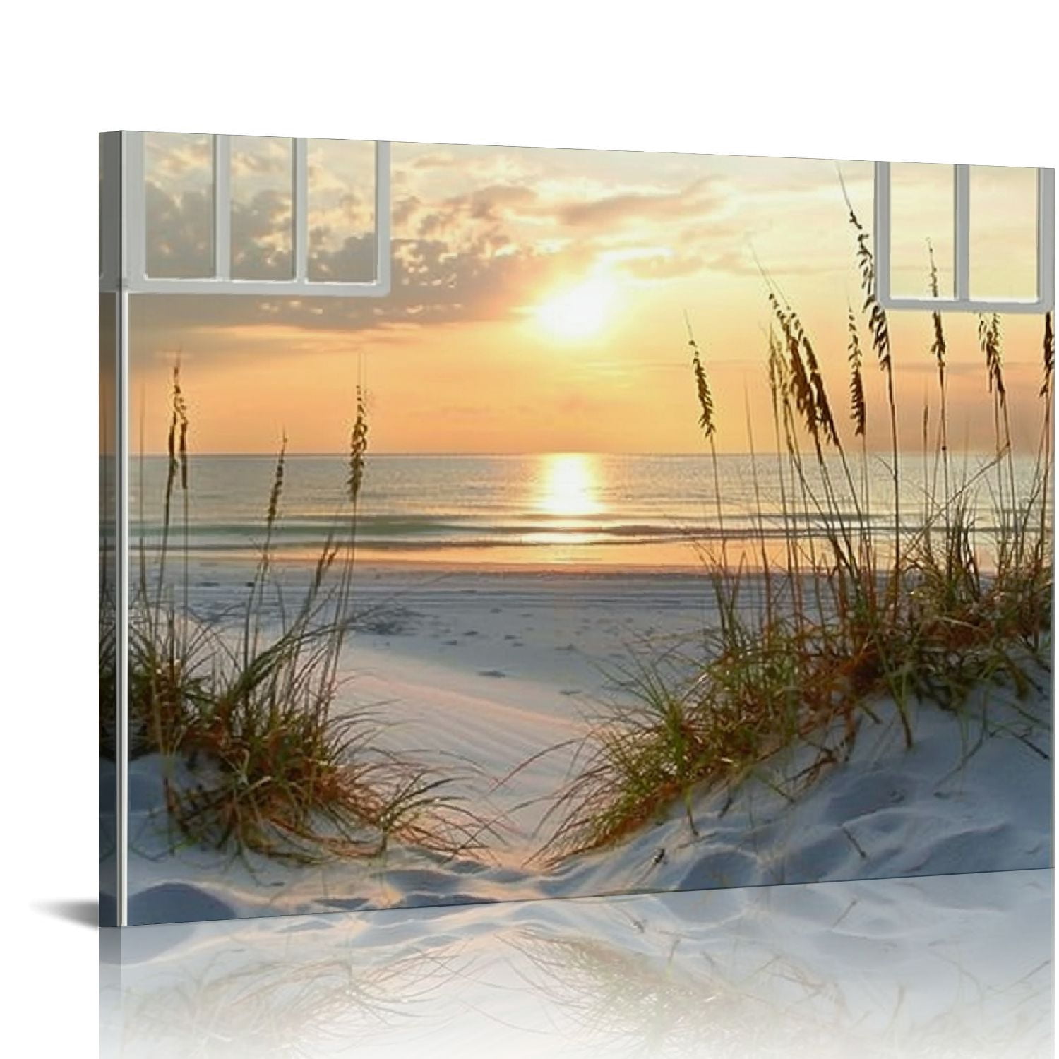 Windowsノート本体 Ecott's beach art Orinice Beach Window Canvas Wall art: tropical Sunrise Seascape