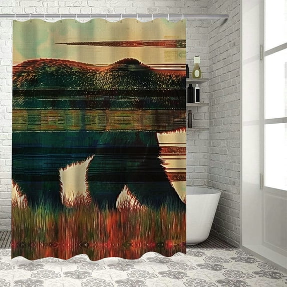 Orinice Bear Bathroom Decor Set with Hooks, Colorful Luxurious Graphic Print Polyester Fabric Shower Curtain, Chic Modern Design, Multi Size Options 60x72