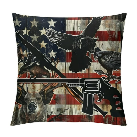 Orinice Bear Guns Bird Graphic Decorative Cushion Throw Pillow Cover for Home Couch Living Room Bed Sofa Pillowcase 20x20in