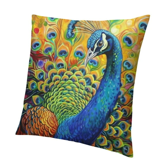 Orinice Beautiful Peacock Throw Pillow Cover Outdoor Pillow Cases Decorative Cushion Covers for Sofa Bed Chair Living Room Decor 12x12in