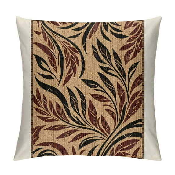 Orinice Beige Throw Pillow Cushion Cover, Retro Grunge Branches Background with Leaves and Pattern Weathered Print, Decorative Square Accent Pillow Case, White