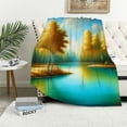 thumbnail image 1 of Orinice Birch Trees Water Reflection Warm Lightweight Blanket Soft Fleece Throw Blanket for All Seasons - Excellent Hand Feel, Living Room Sofa Decor, Cow Gifts - Flannel Material Blanket 60x80in, 1 of 6