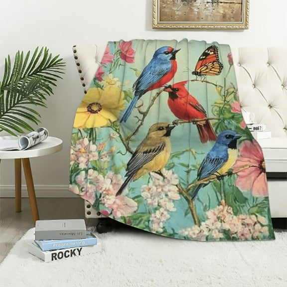 Orinice Bird Blanket Soft Cozy Flannel Throw Blanket with Plush Birds Design - Lightweight & Warm Perfect for Couch, Bed, Travel, and Outdoor Use - Fluffy, Comfy for Ultimate Comfort