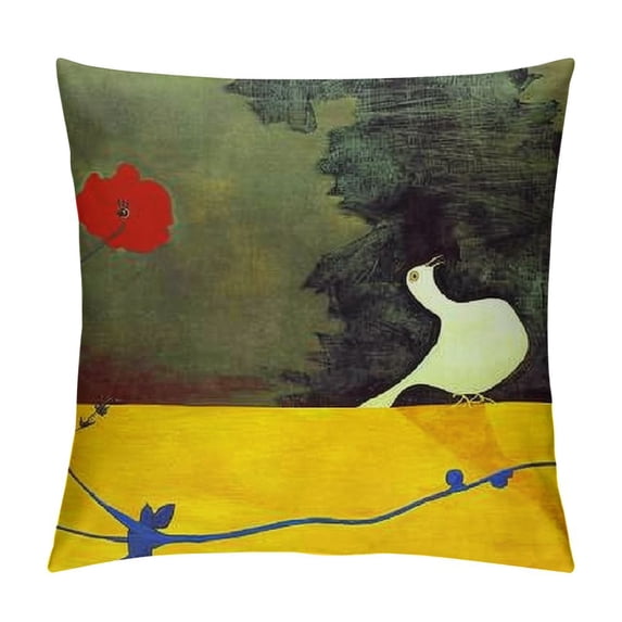 Orinice Bird Flower Graphic Decorative Cushion Throw Pillow Cover Square Spring Style for Home Living Room Sofa Bedroom Car Couch 1PC 18x18in