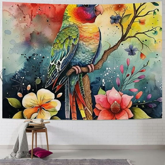 Orinice Bird Flower Tree Tapestry Wall Hanging Unique Style Graphic Tapestries Home Wall Decor Art for Living Room Bedroom Apartment Farmhouse Dorm 40x60inch