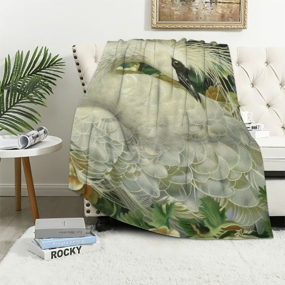 Orinice Bird Flowers Painting Warm Lightweight Blanket Soft Fleece Blankets for All Seasons - Multiple Sizes Available 40x50in
