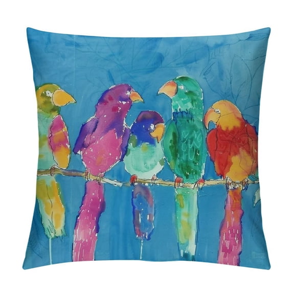 Orinice Birds Branch Blue Background Graphic Decorative Cushion Throw Pillow Cover 12x12in
