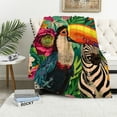 thumbnail image 1 of Orinice Birds Flowers Zebra Toucan Warm Lightweight Blanket Soft Fleece Blankets for All Seasons - Decorative Throw Blanket for Living Rooms, Sofa, Office - Multiple Sizes Available 60x80in, 1 of 6